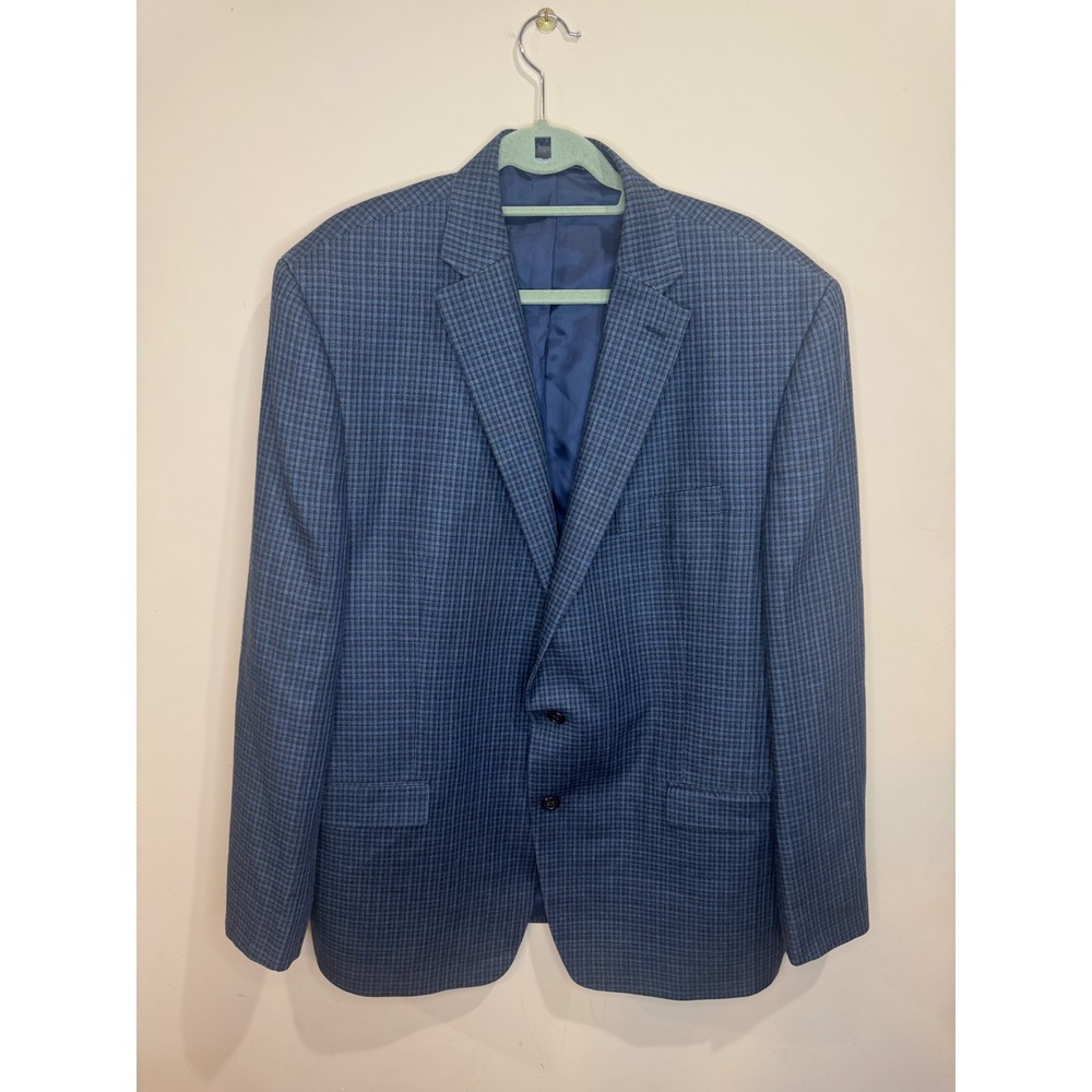 Lauren Ralph Lauren Men's Blazer Blue Black Checked 48L Silk Wool
